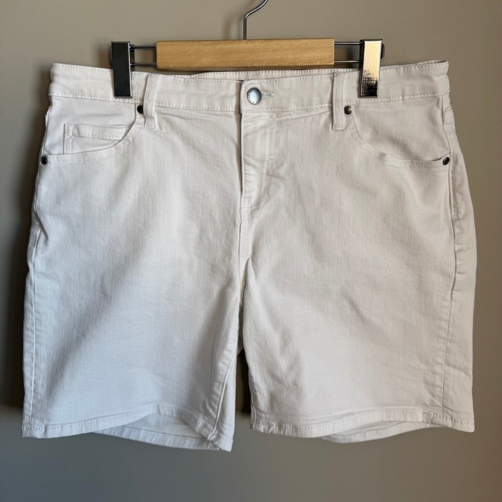 Buffalo David Bitton Teagan White High‎ Rise Stretch Denim Convertible Shorts 12